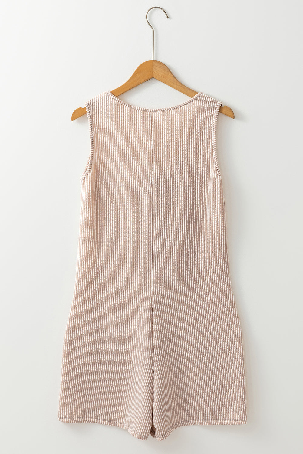 Parchment Corded Knit Side Pockets Buttoned Sleeveless Romper Jumpsuits & Rompers JT's Designer Fashion