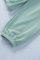 Green Loose Fit Ribbed V Neck Hoodie Sweatshirts & Hoodies JT's Designer Fashion