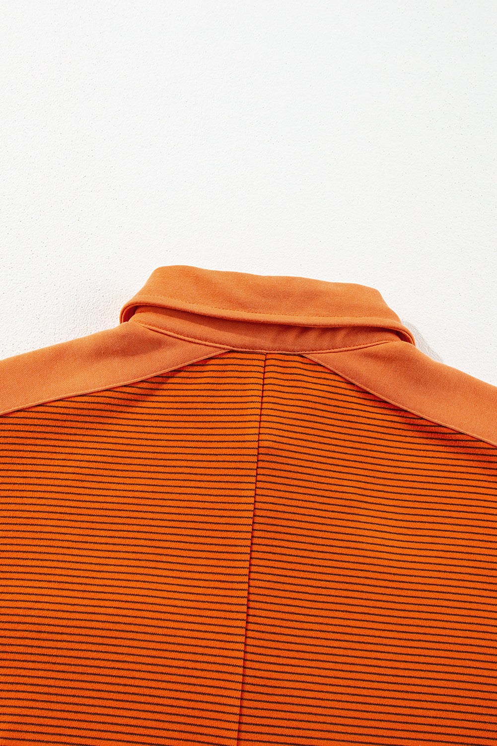 Orange Stripe Exposed Seam Henley Turn-down Neck Puff Sleeve Sweatshirt Sweatshirts & Hoodies JT's Designer Fashion