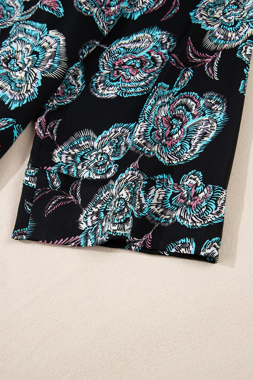 Black Floral Print Lapel Collar Loose Shirt Mini Dress Floral Dresses JT's Designer Fashion