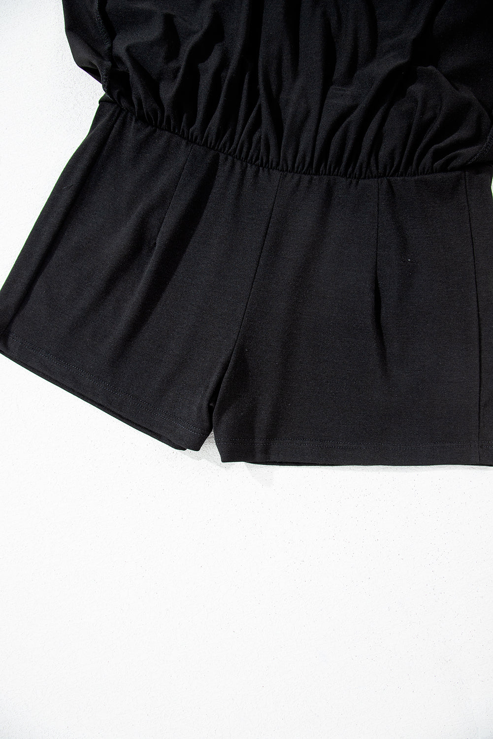 Black Wide Waistband Ruched Skort Casual Shorts JT's Designer Fashion