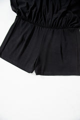 Black Wide Waistband Ruched Skort Casual Shorts JT's Designer Fashion