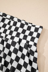 Black Checkerboard T Shirt and High Waist Skorts 2 Piece Outfit Short Sets JT's Designer Fashion