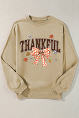 Parchment THANKFUL Leopard Bow Fall Vibe Graphic Sweatshirt Graphic Sweatshirts JT's Designer Fashion