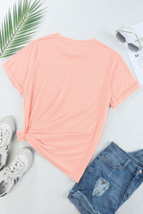 Pink Bow Knots Print Slim Fit Crew Neck T Shirt Graphic Tees JT's Designer Fashion