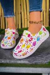 Easter Eggs Printed Square Toe Slip On Canvas Flats Women's Shoes JT's Designer Fashion