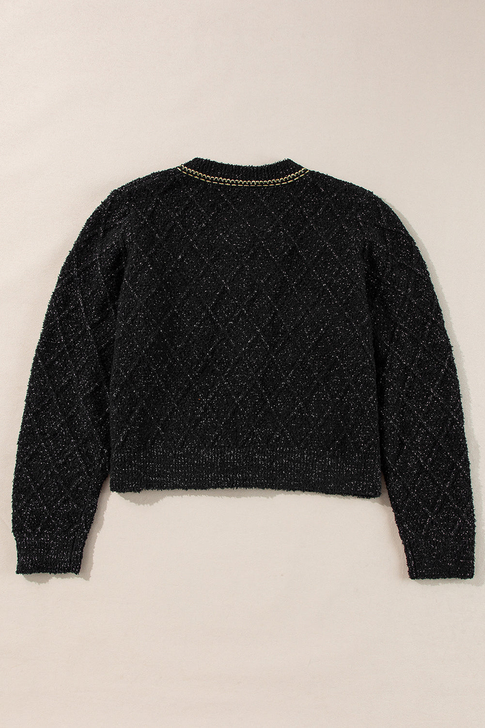 Black Shimmer Flap Pocket Button up Cardigan Cardigans JT's Designer Fashion
