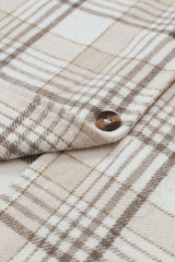 Khaki Plaid Removable Hood Buttoned Shacket Plaid Shackets JT's Designer Fashion