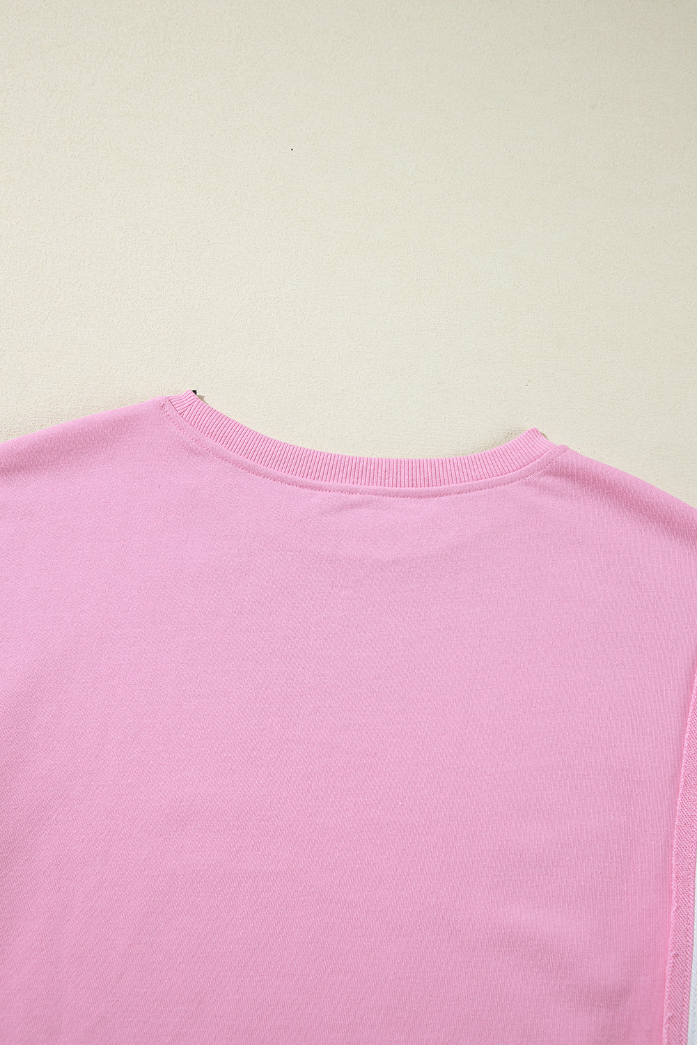 Bonbon Color Block Exposed Seam Side Slits Crewneck Sweatshirt Sweatshirts & Hoodies JT's Designer Fashion