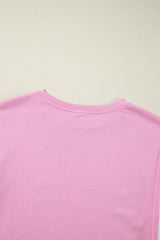Bonbon Color Block Exposed Seam Side Slits Crewneck Sweatshirt Sweatshirts & Hoodies JT's Designer Fashion