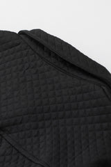 Black Retro Quilted Flap Pocket Button Shacket Jackets JT's Designer Fashion