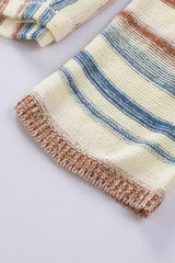 Multicolor Striped Knit Kangaroo Pocket Hooded Sweater Sweaters & Cardigans JT's Designer Fashion