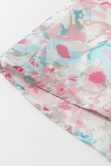 Pink Floral Puff Sleeve Square Neck Smock Ruffled Dress Floral Dresses JT's Designer Fashion