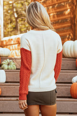 Gold Flame Colorblock Patched Pocket Drop Shoulder Sweater Sweaters JT's Designer Fashion