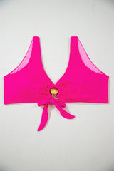 Rose Red Gold Shell Decor Wire-free Knotted 2pcs Bikini Swimsuit High Waisted Swimsuit JT's Designer Fashion