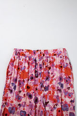 Purple Floral Wide Leg Elastic High Waist Pants Pants & Culotte JT's Designer Fashion