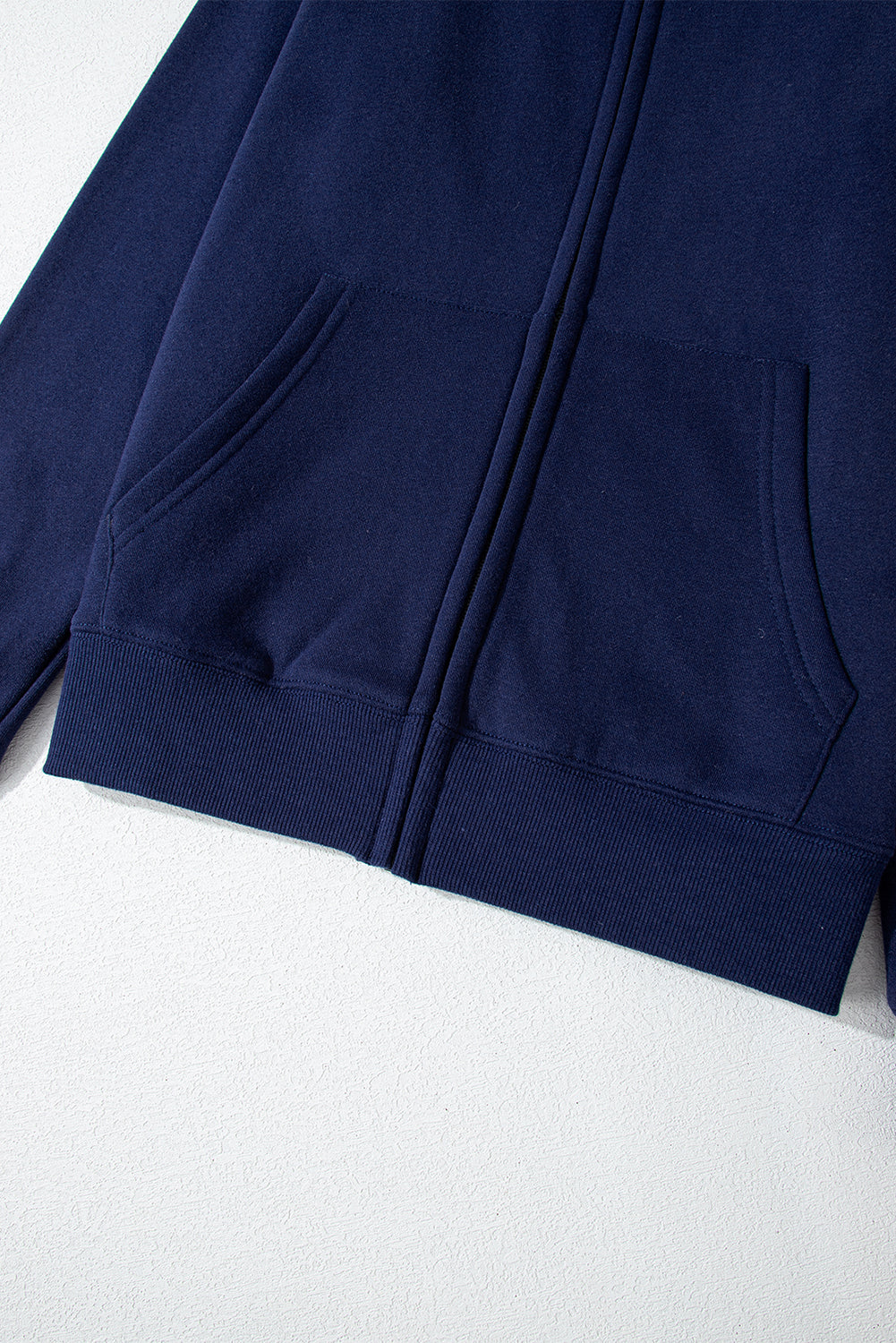 Navy Blue Solid Color Fleece Lined Zip up Hoodie Sweatshirts & Hoodies JT's Designer Fashion