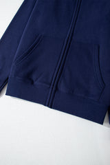 Navy Blue Solid Color Fleece Lined Zip up Hoodie Sweatshirts & Hoodies JT's Designer Fashion