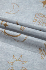 Gray Western Fashion Printed T Shirt Elastic Waist Shorts Set Short Sets JT's Designer Fashion