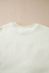 Beige Sherpa HOWDY Patched Pullover Sweatshirt Sweatshirts & Hoodies JT's Designer Fashion
