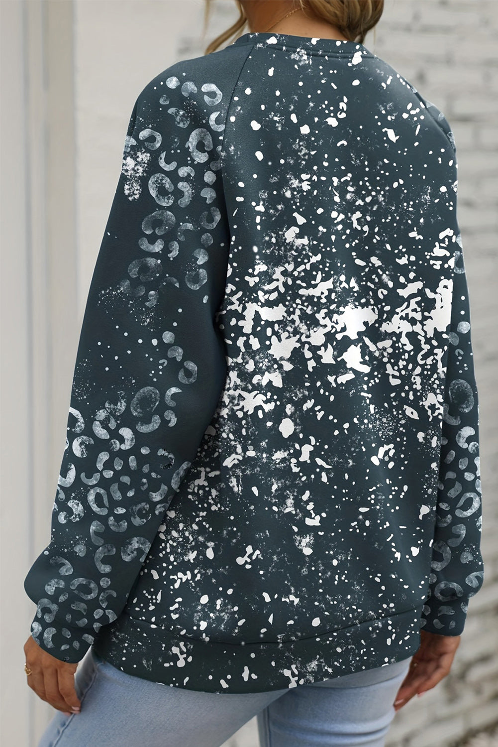 Blue Leopard Pumpkin Ink Plash Printed Halloween Sweatshirt Graphic Sweatshirts JT's Designer Fashion