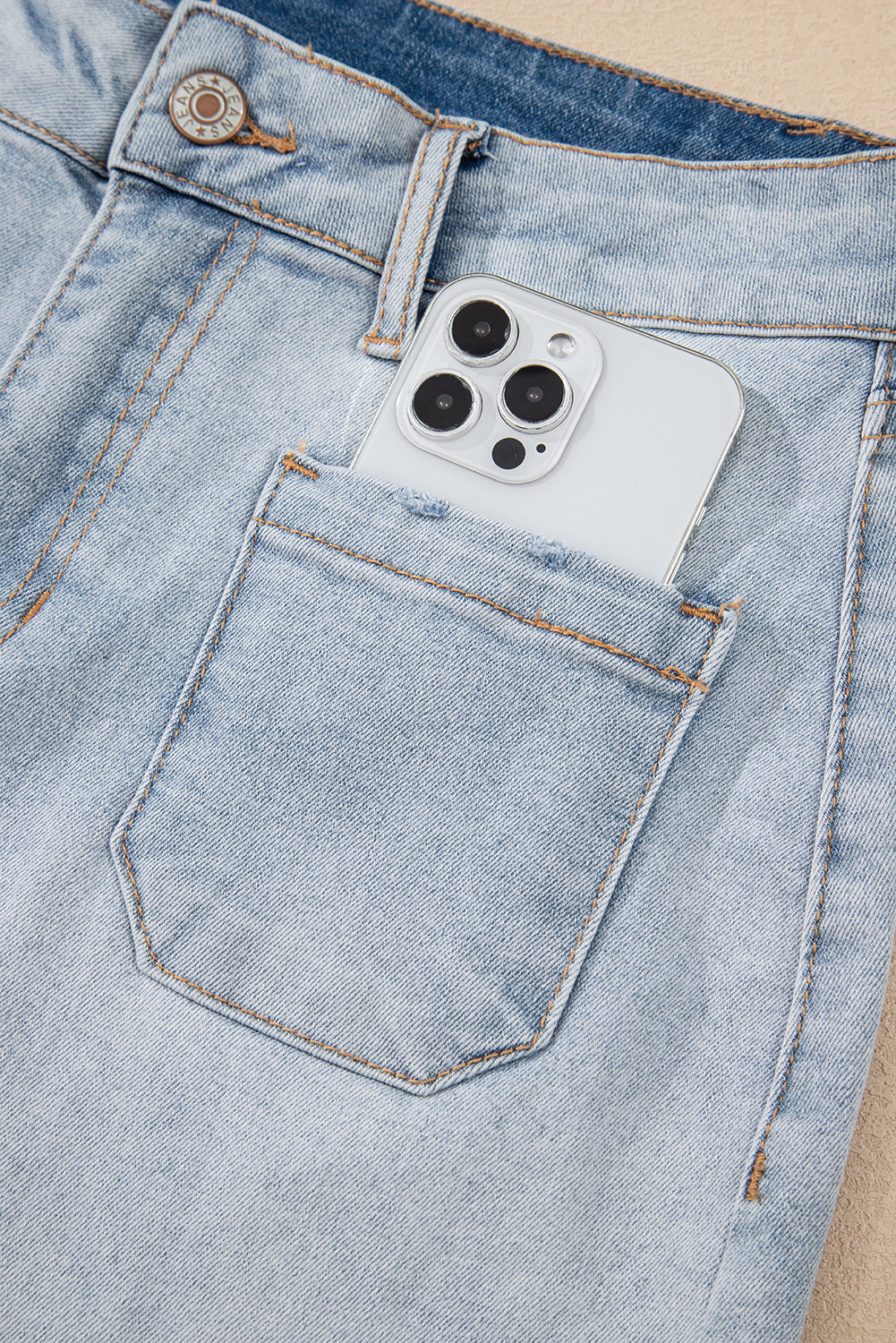 Beau Blue Light Wash High Rise Denim Shorts Denim Shorts JT's Designer Fashion