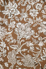 Brown Western Floral Print Ruffled Hem High Waist Loose Maxi Skirt Bottoms JT's Designer Fashion