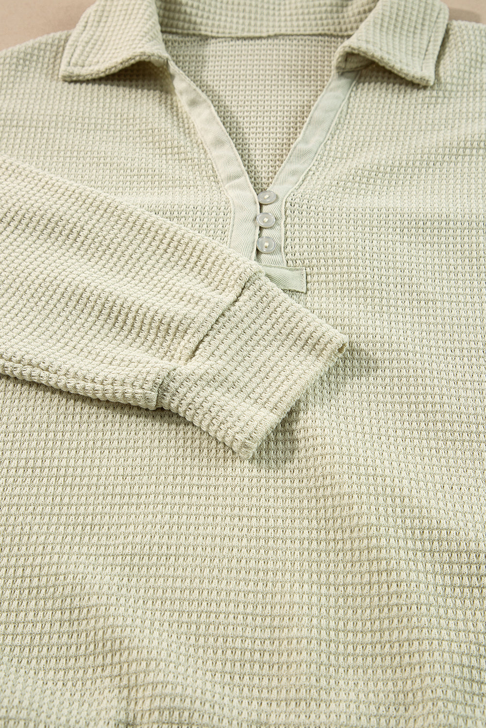 Parchment Textured Buttoned Long Sleeve Top 2 Piece Shorts Set Short Sets JT's Designer Fashion