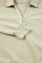 Parchment Textured Buttoned Long Sleeve Top 2 Piece Shorts Set Short Sets JT's Designer Fashion