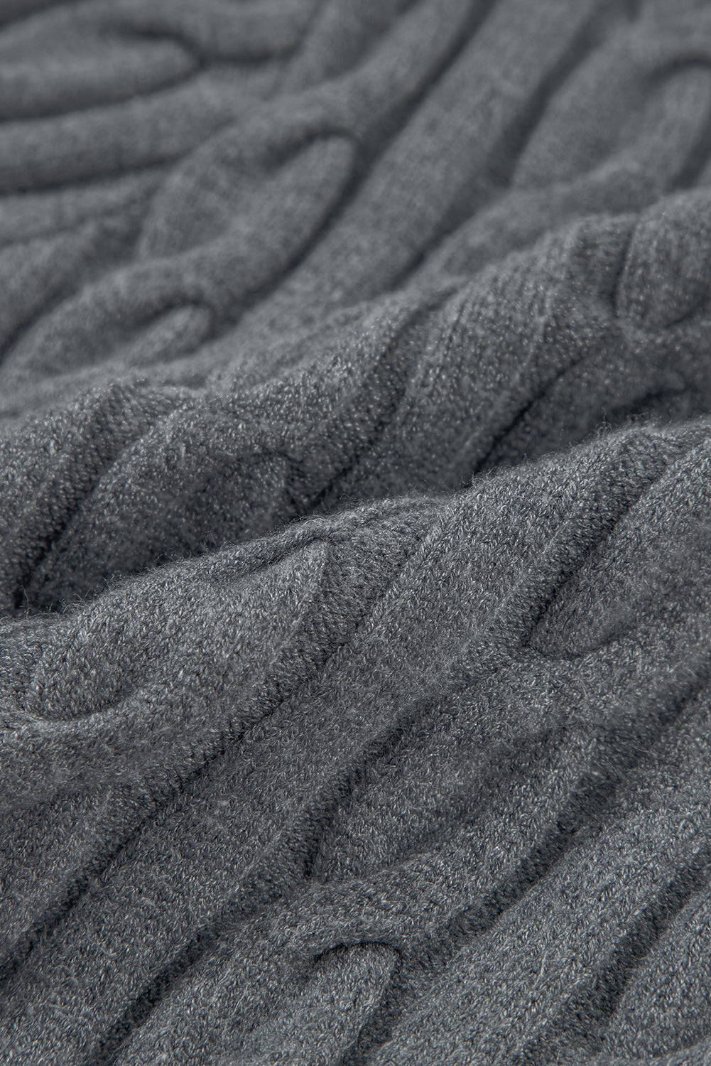 Medium Grey Color Contrast Ribbed Edge Cable Knit V Neck Sweater Sweaters JT's Designer Fashion