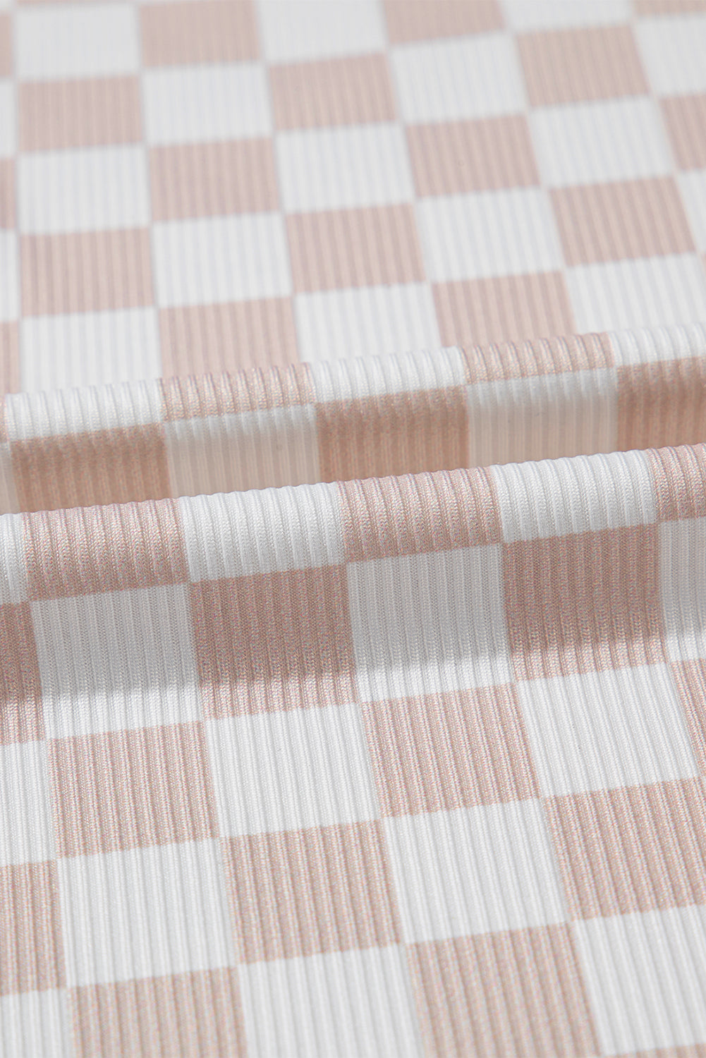 White Ribbed Texture Checkered Print 2pcs Tank and Pants Set Pant Sets JT's Designer Fashion