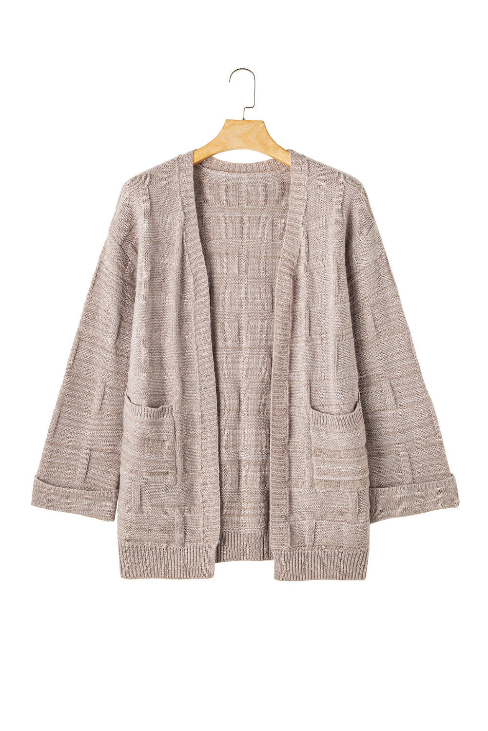 Delicacy Textured Knit Open Front Chic Cardigan with Pockets Cardigans JT's Designer Fashion