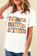 White Thanksgiving Slogan Print Crew Neck T Shirt Graphic Tees JT's Designer Fashion