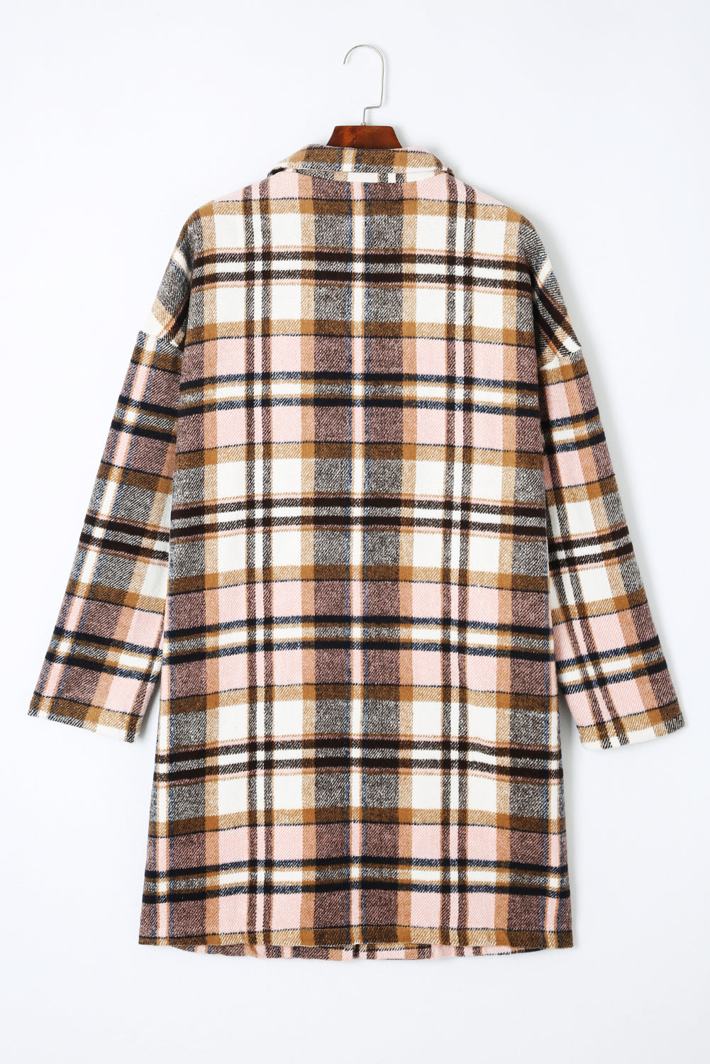 Pink Plaid Button Up Lapel Jacket Plaid Shackets JT's Designer Fashion