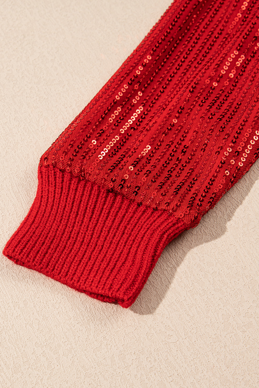 Racing Red Merry Graphic Sequin Sleeves Christmas Turtleneck Sweater Sweaters JT's Designer Fashion