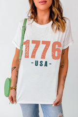 White 1776 USA Vintage Graphic T Shirt Graphic Tees JT's Designer Fashion