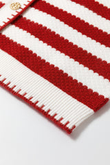Red Stripe Chic Golden Button Cardigan Sweater Cardigans JT's Designer Fashion
