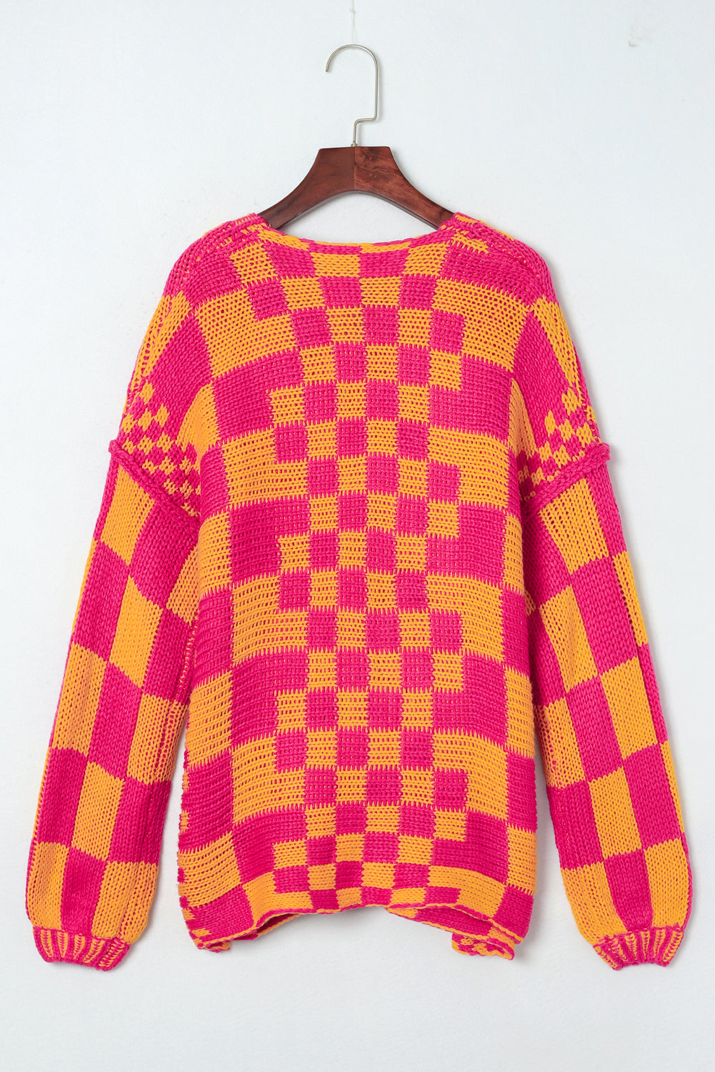 Multicolor Open Front Mixed Checkered Pattern Knit Cardigan Sweaters & Cardigans JT's Designer Fashion