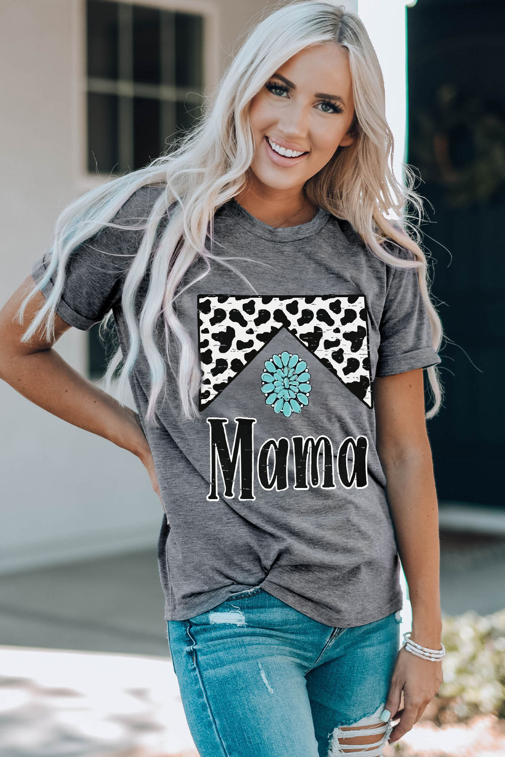 Gray Mama Cowhide Graphic Tee Graphic Tees JT's Designer Fashion
