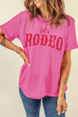 Rose Red Lets Rodeo Crew Neck Graphic Tee Graphic Tees JT's Designer Fashion