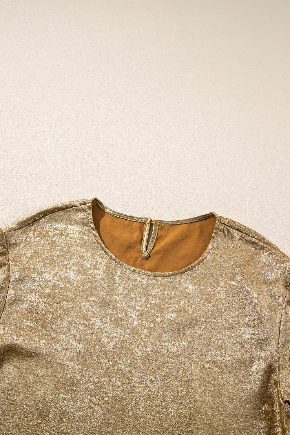 Gold Metallic Luster Crewneck Mini T-Shirt Dress T Shirt Dresses JT's Designer Fashion