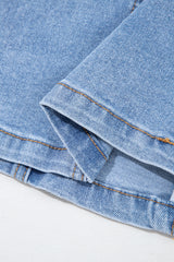 Beau Blue Seamed Zipper Square Neck Sleeveless Denim Mini Dress Mini Dresses JT's Designer Fashion