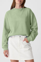Smoke Green Plain Drop Shoulder Crewneck Pullover Sweatshirt Sweatshirts & Hoodies JT's Designer Fashion