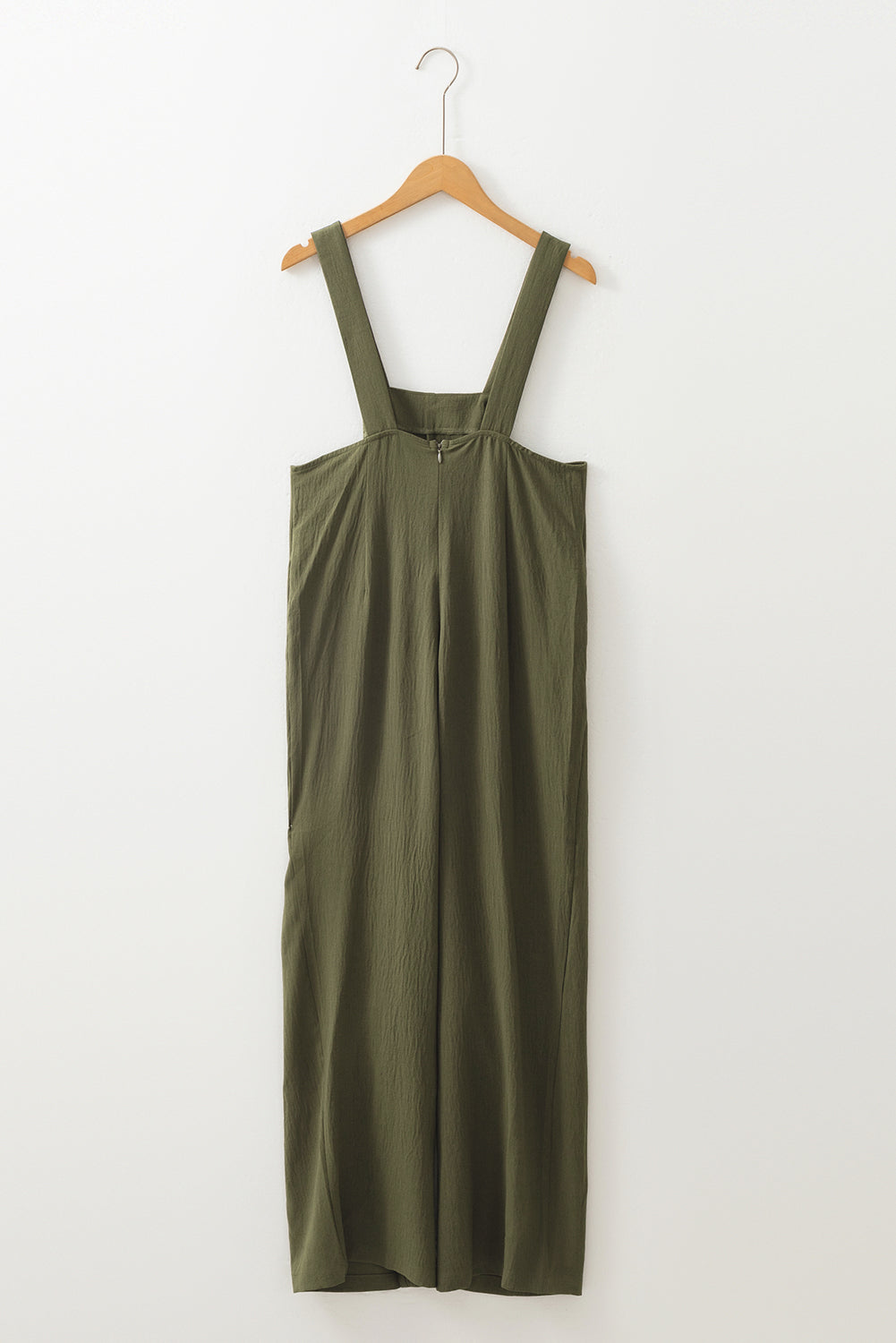 Jungle Green Solid Color Buttoned Straight Leg Overall Jumpsuits & Rompers JT's Designer Fashion