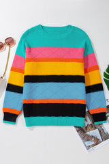 Yellow Colorblock Mixed Textured Drop Shoulder Sweater Sweaters JT's Designer Fashion