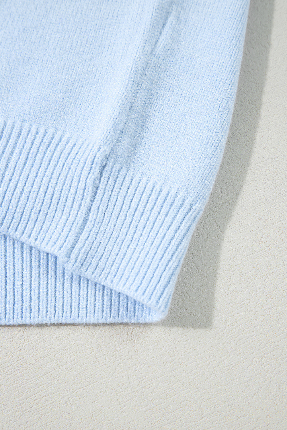 Beau Blue Flower Detail Knitted Notched Neck Sweater Sweaters JT's Designer Fashion