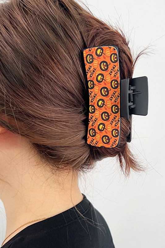 Orange Trick or Treat Halloween Print Hair Clip Headwear JT's Designer Fashion