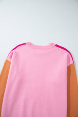 Bonbon Three Tone Contrast Round Neck Loose Sweater Sweaters JT's Designer Fashion