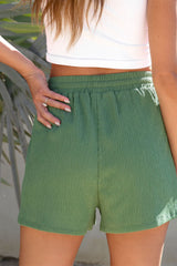 Green Flap Pocket Casual Drawstring Shorts Casual Shorts JT's Designer Fashion