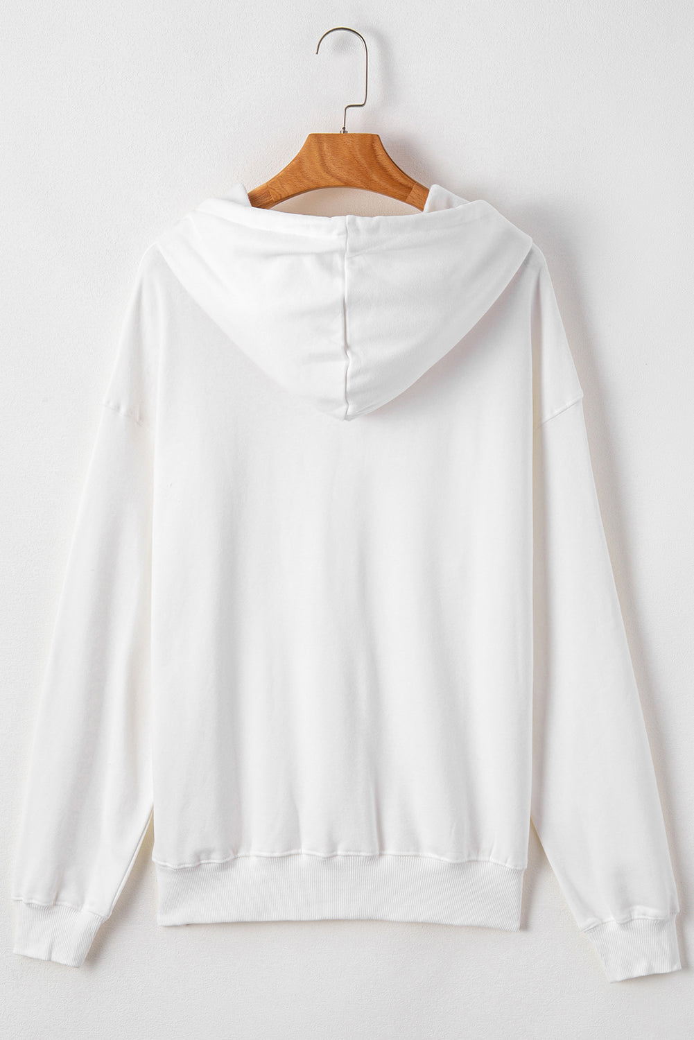 White Fleece Lined Kangaroo Pocket Drawstring Chunky Hoodie Sweatshirts & Hoodies JT's Designer Fashion